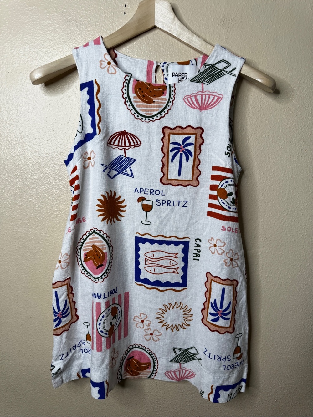 Anthropologie Paper Heart Dress Women's  Small White Aperol Linen Blend Cavation